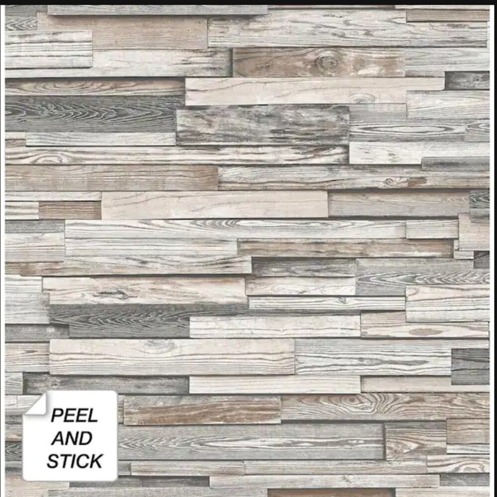 Reclaimed Wood Plank Vinyl Peel & Stick Wallpaper Roll  30.75 Sq. Ft. NEW